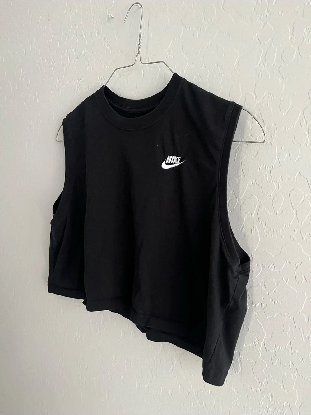 Nike Black Cropped Muscle Tee with White Swoosh